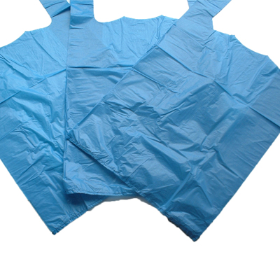 100 x Blue Plastic Vest Carrier Bags 11x17x21"